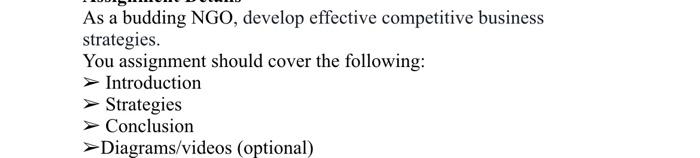 need help in it please As a budding NGO, develop