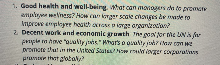 1. Good health and well-being. What can managers