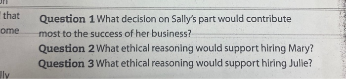 case study you make a call; what ethical reason