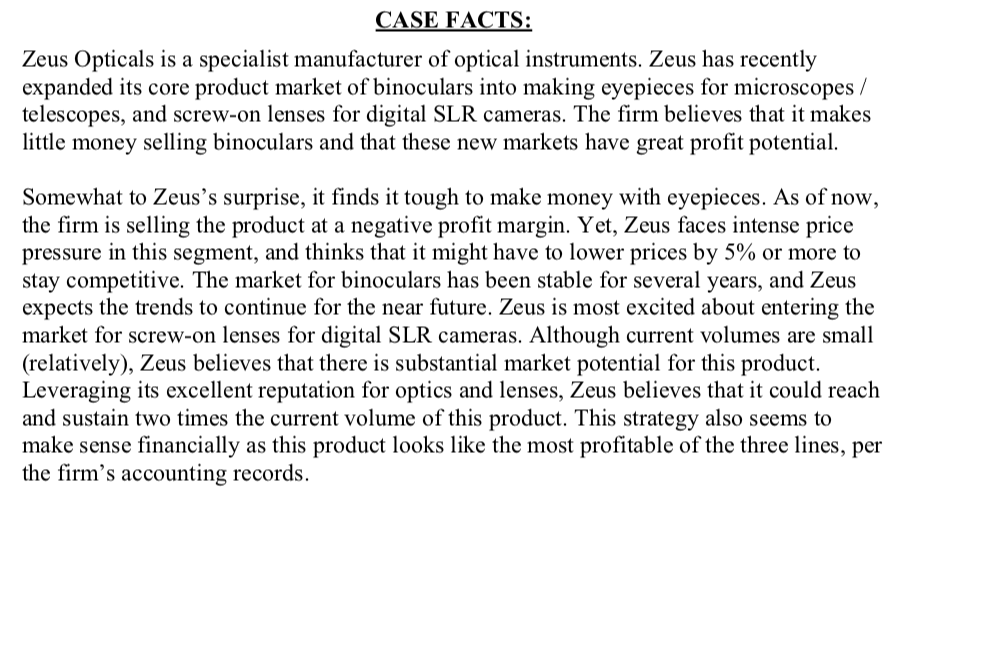 CASE FACTS: Zeus Opticals is a specialist