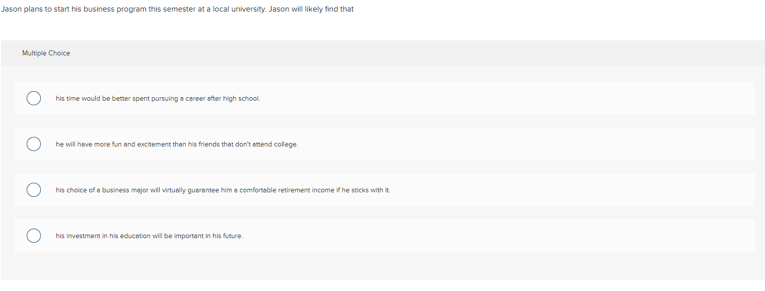 Jason plans to start his business program this