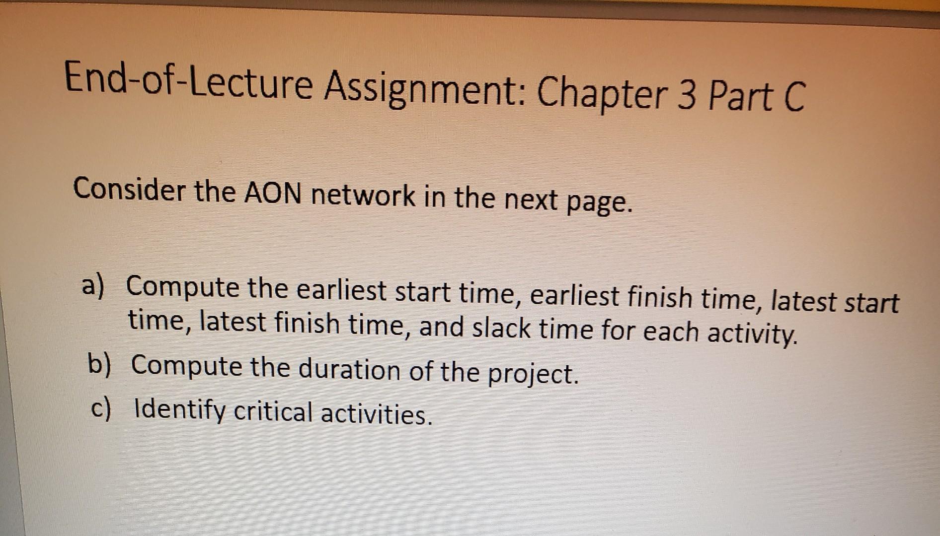 End-of-Lecture Assignment: Chapter 3 Part C