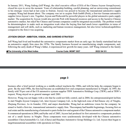 Question 5 Why was cross-border Merger &