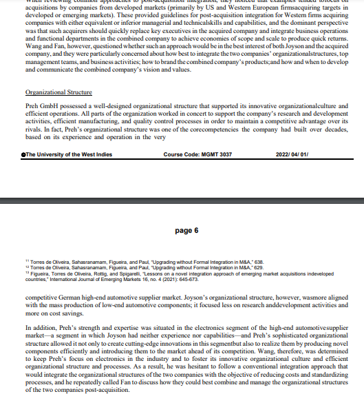 Question 5 Why was cross-border Merger &
