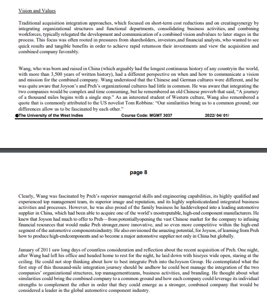 Question 5 Why was cross-border Merger &