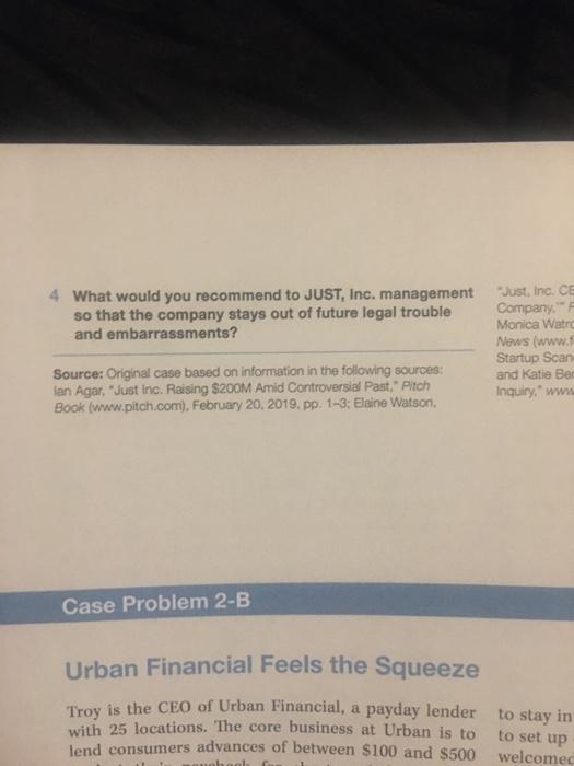 Case Problem 2-A JUST, Inc. Wants to