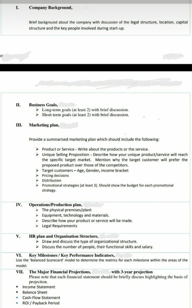 Q1. Developing a business plan Developing a