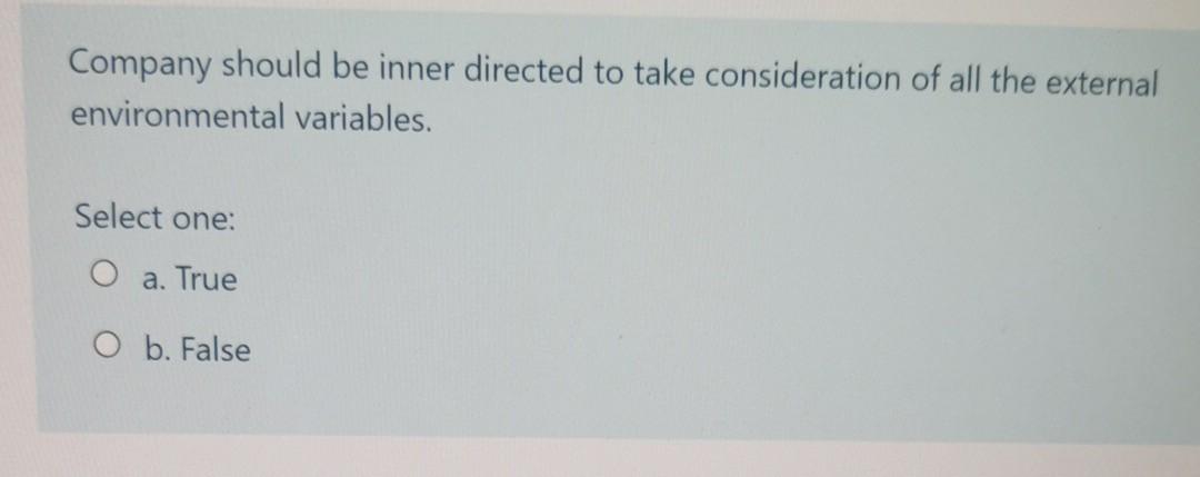 Company should be inner directed to take