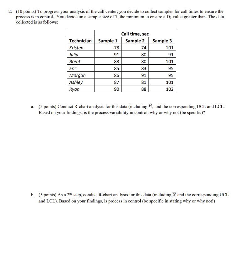 2. (10 points) To progress your analysis of the