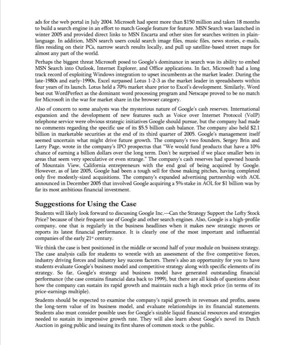 Google Inc. in 2006 Can the Strategy Support the