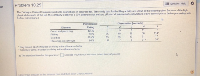 Problem 10.29 Question Help The Dubuque Cement