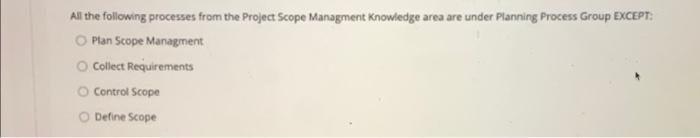 All the following processes from the Project