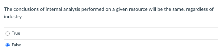 Internal analysis does not take into account a
