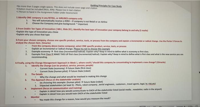 Guiding Principles for Case Study -No more than 3