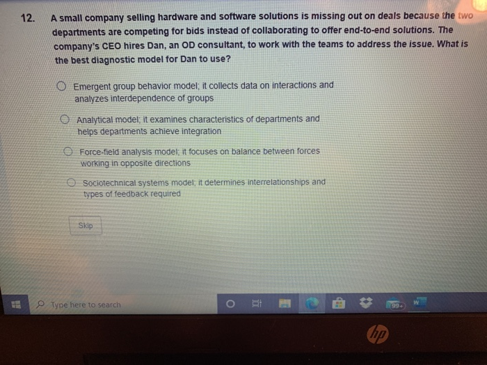 Organization development 12. A small company