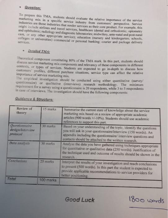 Question: To prepare this TMA, students should