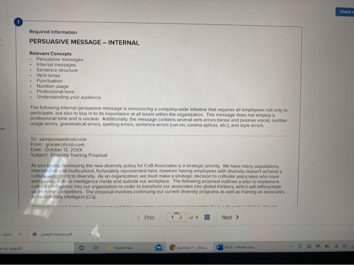 Check Required information PERSUASIVE MESSAGE -