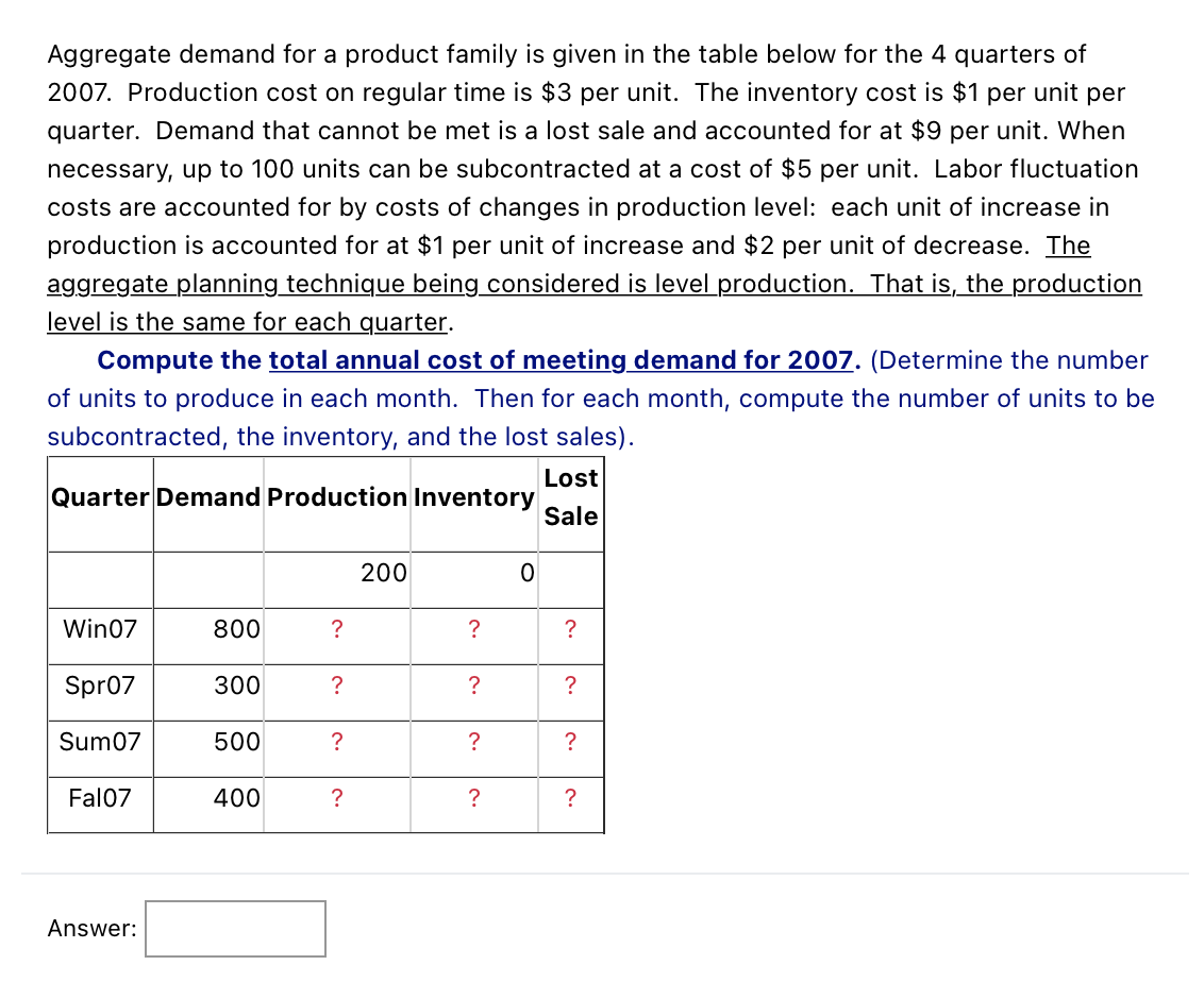 Please show all work and formulas used please