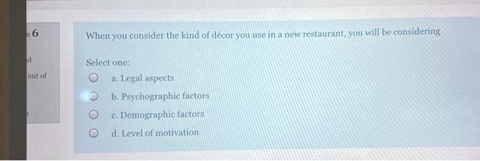 16 When you consider the kind of decor you use in