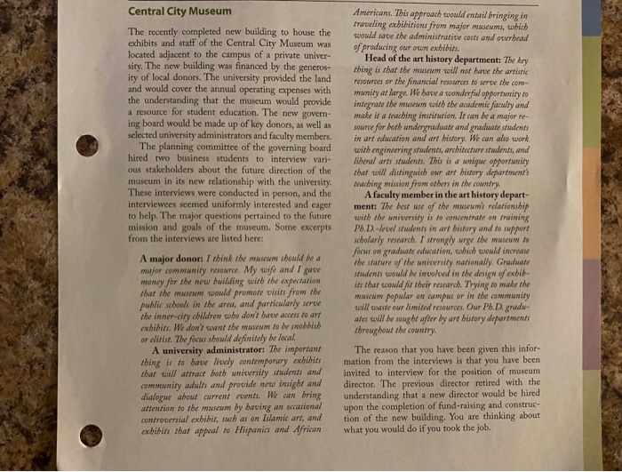 Central City Museum Read this case study and