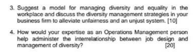 3. Suggest a model for managing diversity and