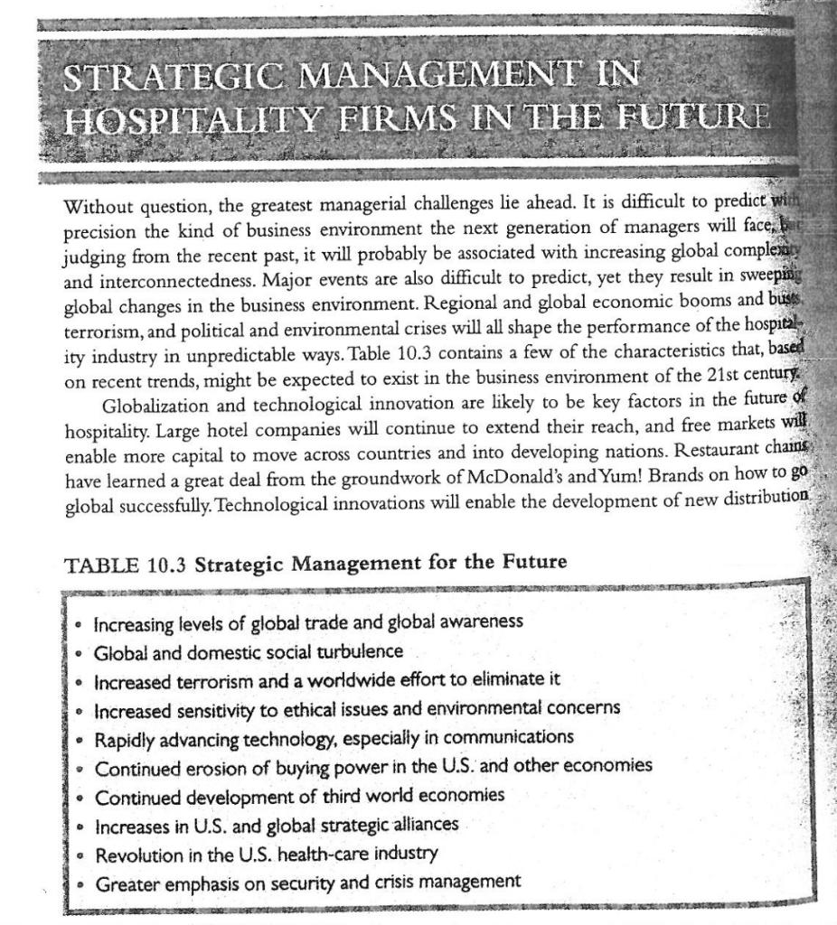 Strategic Mgmt for the future Each group will