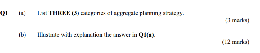 Q1 (a) List THREE (3) categories of aggregate