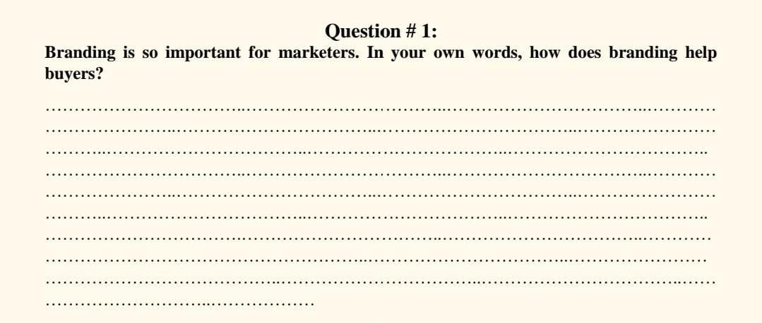 Question #1: Branding is so important for