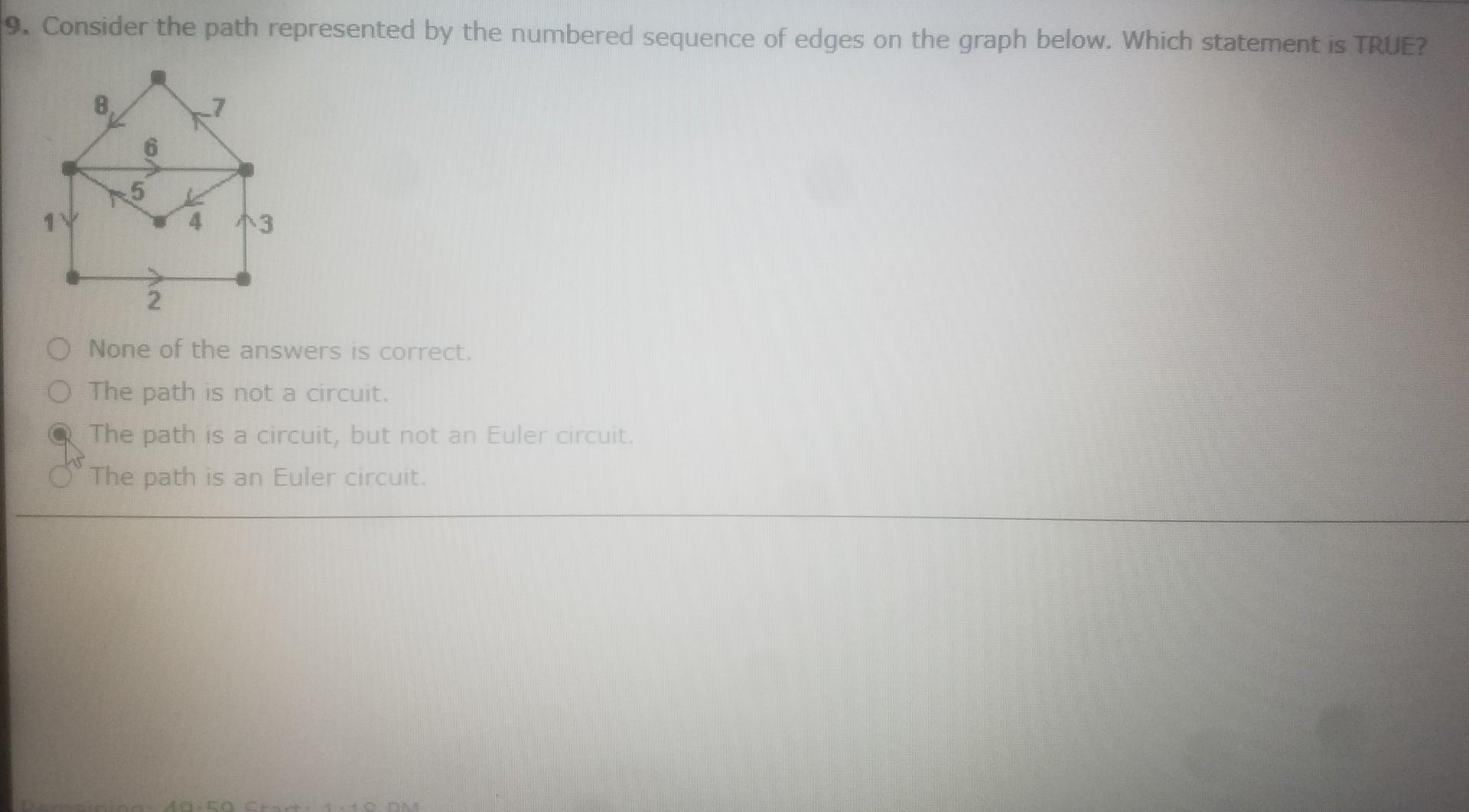 19. Consider the path represented by the numbered