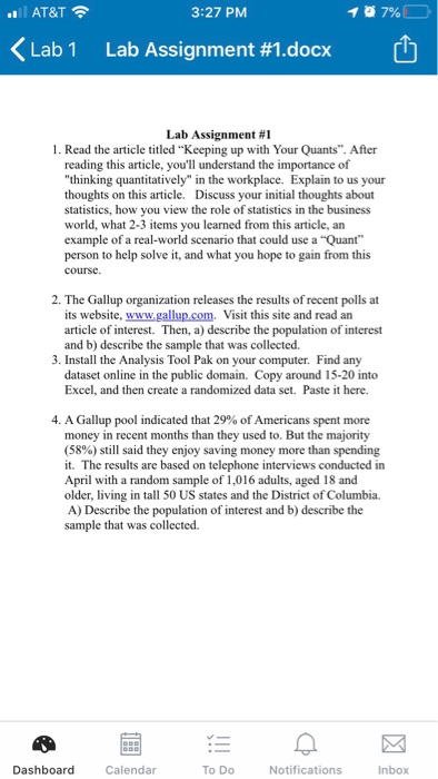 . AT&T 3:27 PM 7% Lab 1 Lab Assignment #1.docx