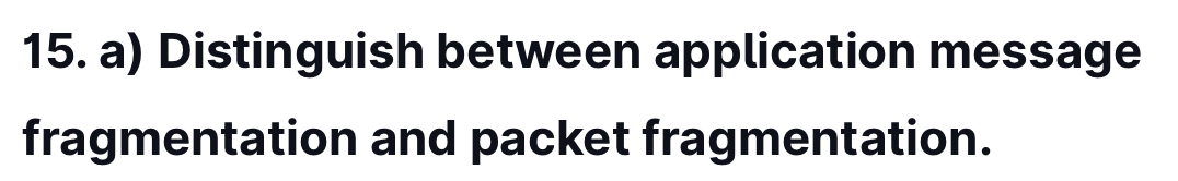 15. a) Distinguish between application message