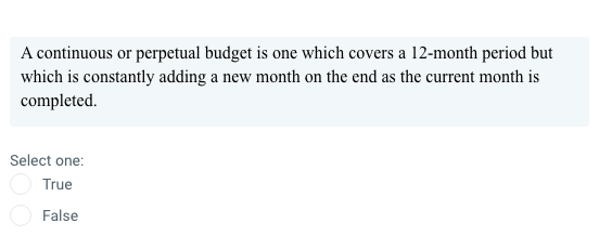A continuous or perpetual budget is one which