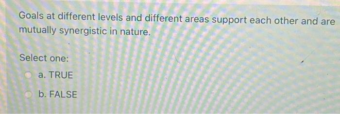 Goals at different levels and different areas