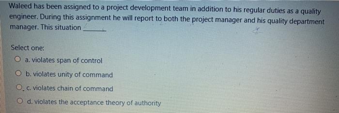Waleed has been assigned to a project development