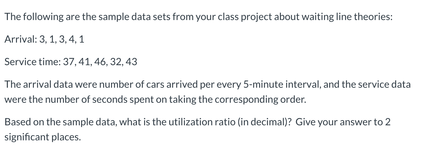 The following are the sample data sets from your