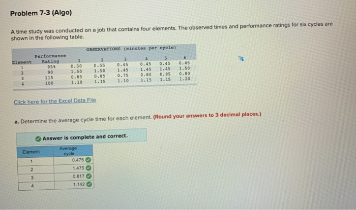 please label "a. b. c." Problem 7-3 (Algo) A time