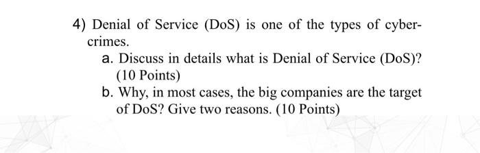 full right answer please!!!!! 4) Denial of