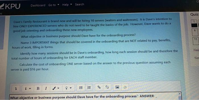 CI KPU Search Dashboard Go to Help es Quiz 6 11