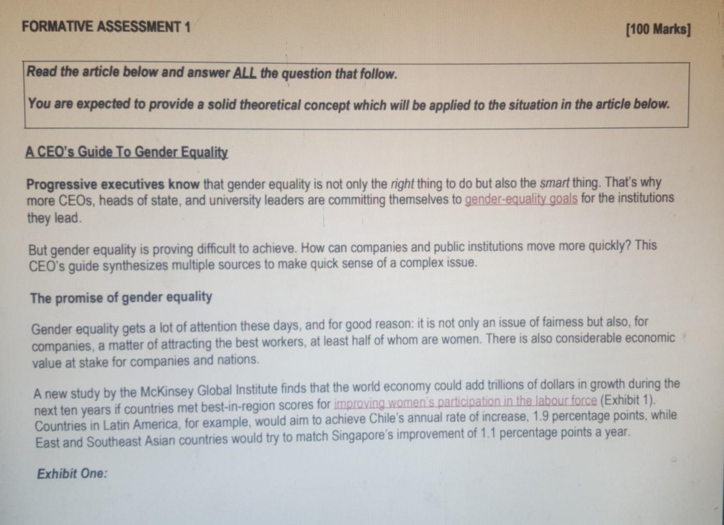 ON ONE (15 Marks) With reference to the case