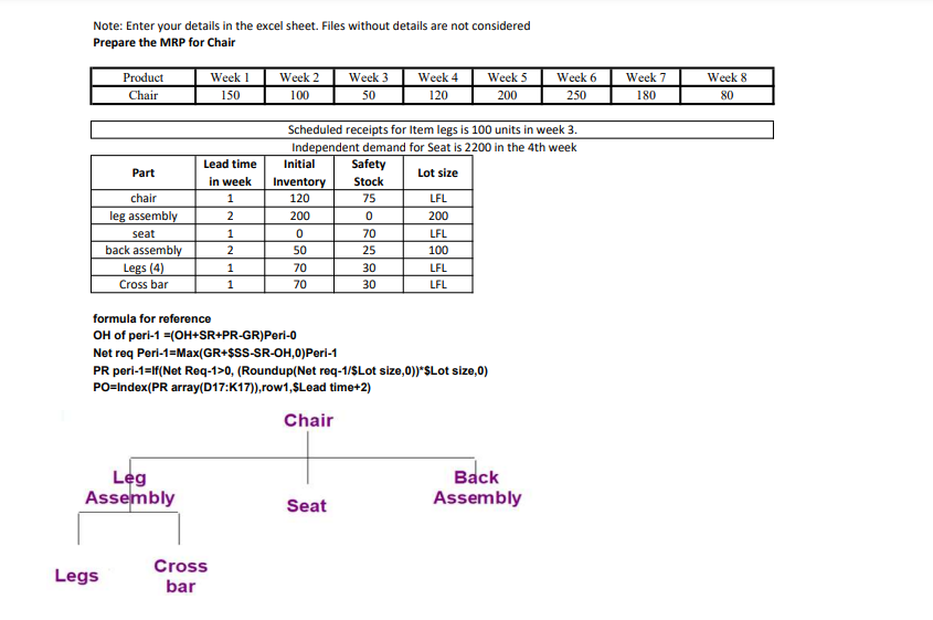 Note: Enter your details in the excel sheet.