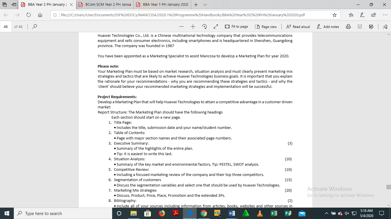 6 5 BBA Year 2 PH January : x BBCom SCM Year 2 PH