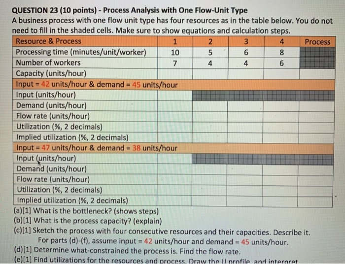 4 QUESTION 23 (10 points) - Process Analysis with