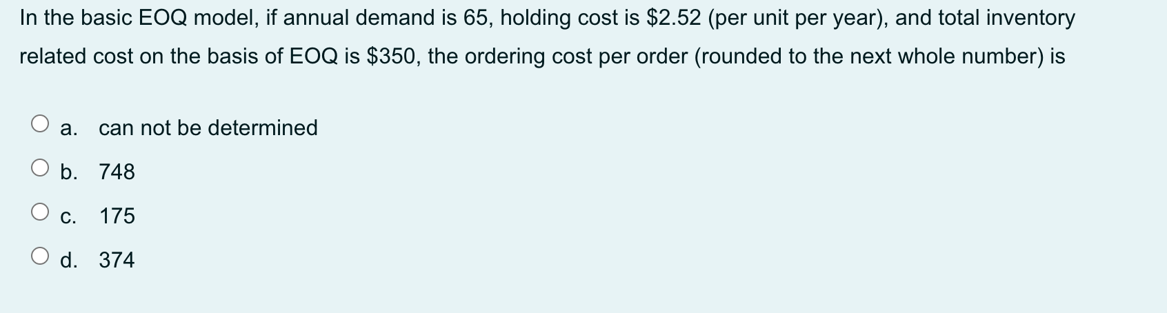 A Quality Analyst wants to construct a control