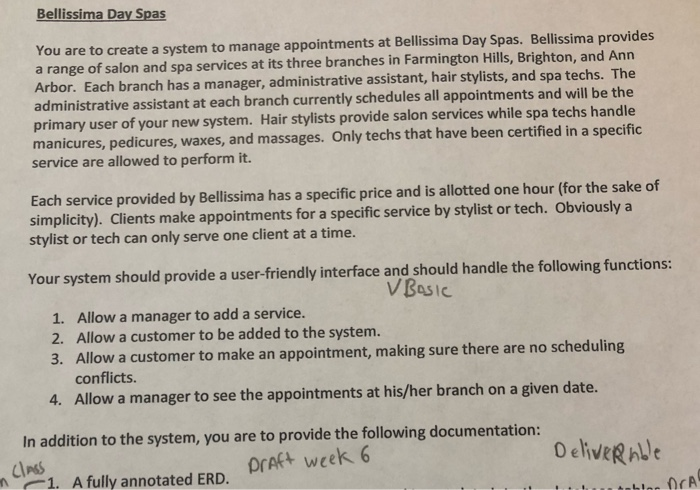 Question: Create an ERD based on information