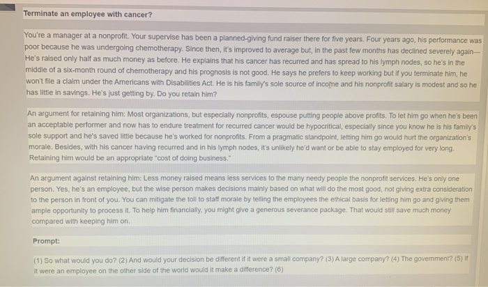 Terminate an employee with cancer? You're a