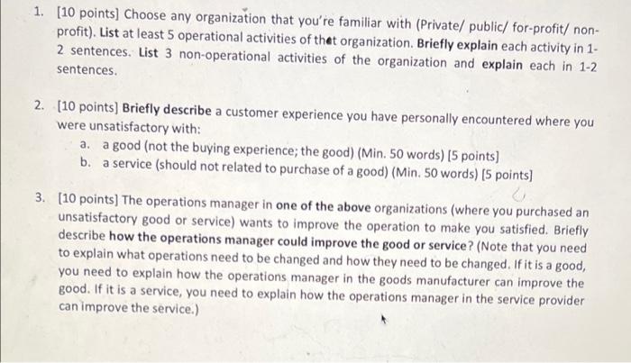 1. [10 points] Choose any organization that