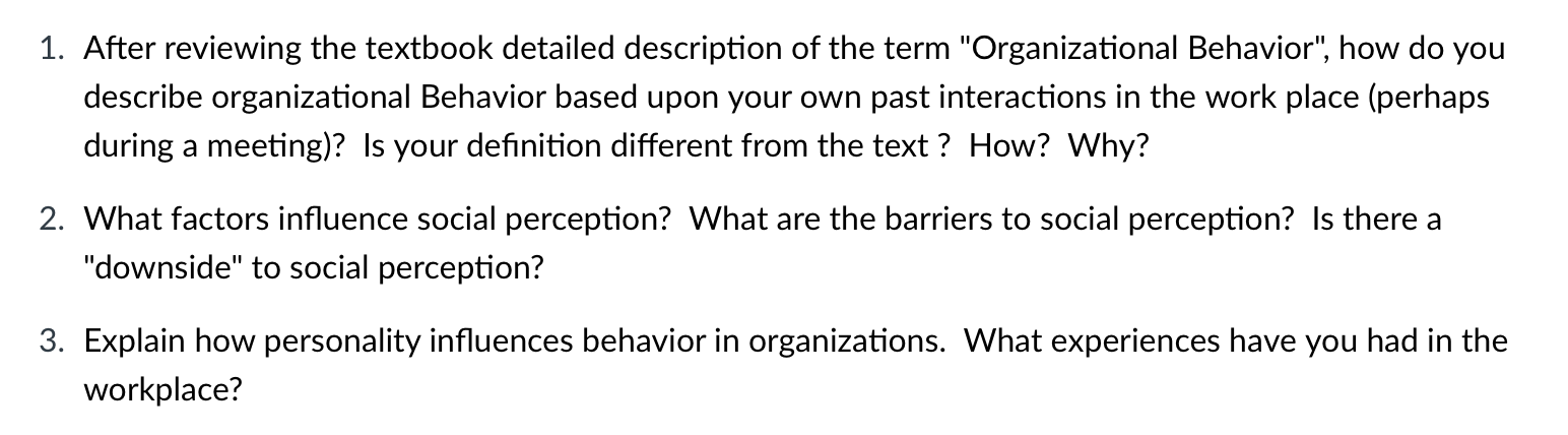 1. After reviewing the textbook detailed