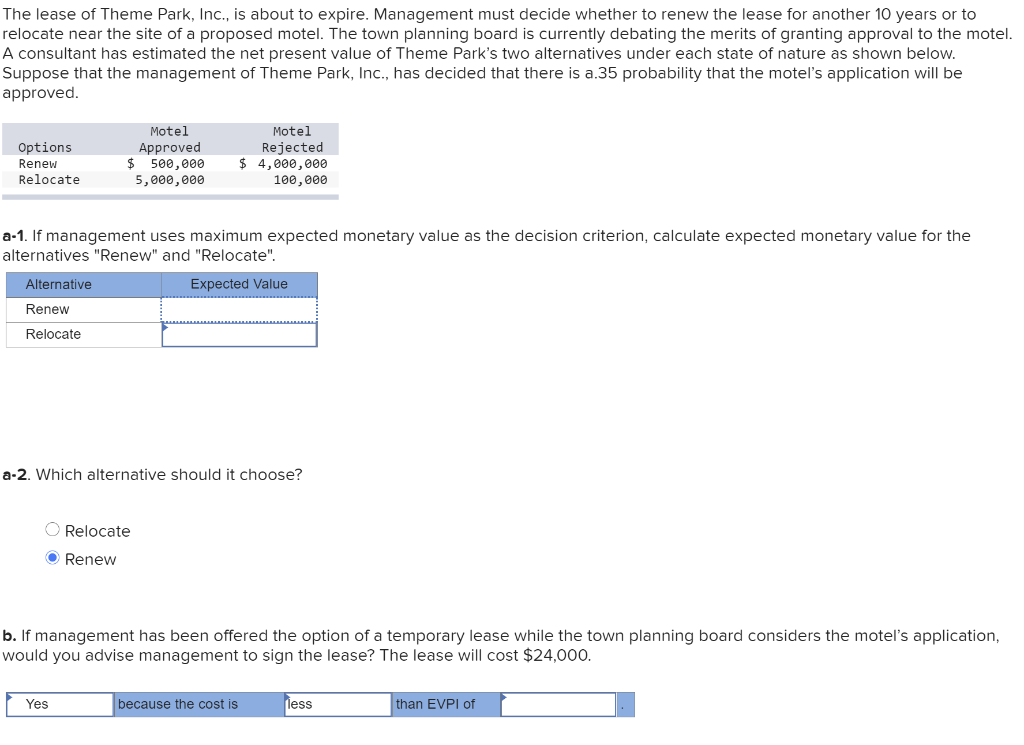 The lease of Theme Park, Inc., is about to