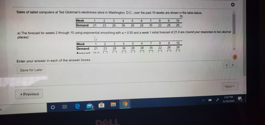 O Sales of tablet computers at Ted Glickman's