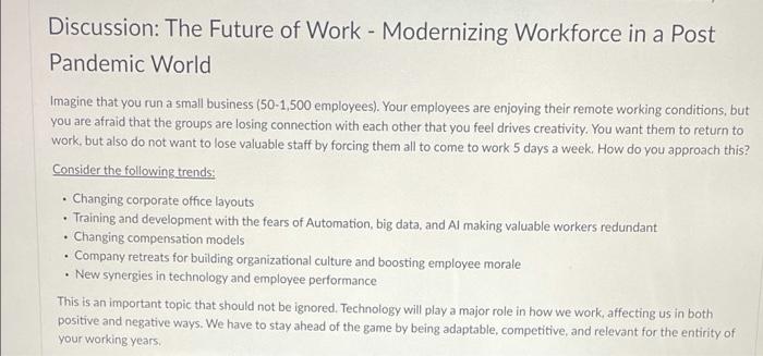 Discussion: The Future of Work - Modernizing